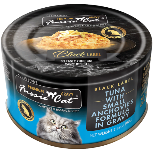 (原箱優惠)(新包裝) Fussie Cat 80g Premium Gravy Black Label ((Tuna with Small Anchovies Formula in Gravy)) 全齡肉汁主食罐 極品吞拿魚+小鯷魚 80克 X 24罐(FUG-SLC) (原箱優惠)(新包裝) Fussie Cat 80g Premium Gravy Black Label ((Tuna with Small Anchovies Formula in Gravy)) 全齡肉汁主食罐 極品吞拿魚+小鯷魚 80克 X 24罐(FUG-SLC)
